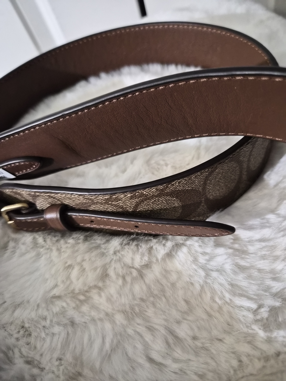 COACH Brown Signature Canvas Bag Strap - Picture 9 of 9